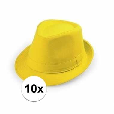 10x goedkope gele verkleed hoedjes voor volwassenen