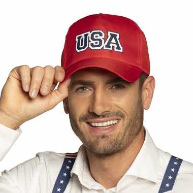 1x usa verkleed petten rood voor volwassenen