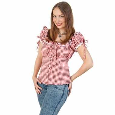 Geruite cowgirl overhemd voor dames rood/wit