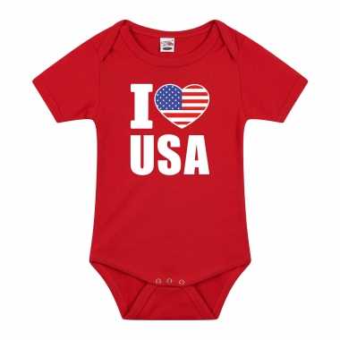 I love usa baby rompertje rood amerika jongen/meisje