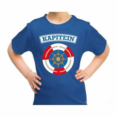 Kapitein verkleed t shirt blauw voor kinderen