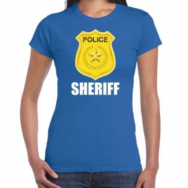 Sheriff police / politie embleem t shirt blauw voor dames