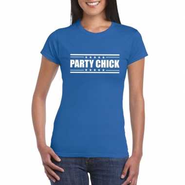 Toppers party chick t shirt blauw dames