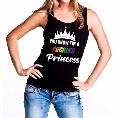Zwart you know i am a fucking princess tanktop dames