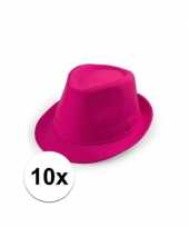 10x voordelige roze trilby hoedjes