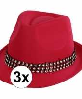 3x voordelige roze hoed met zilveren steentjes