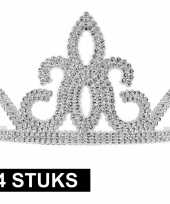 4x prinsessen tiara zilver voor dames