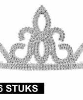 6x prinsessen tiara zilver voor dames