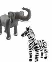 Afrika thema set olifant en zebra opblaas baar