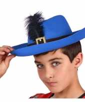 Blauwe musketier verkleed hoed voor kinderen