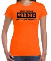 Boeven gevangenen isolation cel verkleed shirt oranje dames