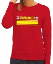 Brandweer logo sweater rood voor dames