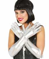 Carnaval metallic zilveren gala handschoenen