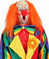 Clown pruik oranje met kaal voorhoofd