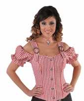 Cowgirl overhemd voor dames rood off shoulder
