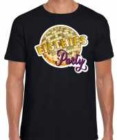 Disco eighties party feest t-shirt zwart voor heren