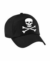 Doodskop piraten verkleed pet zwart kinderen