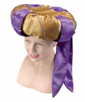 Gouden tulband met paarse en goud