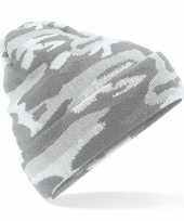 Grijze camouflage gebreide wintermuts voor volwassenen