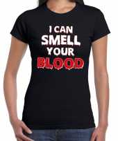 Halloween i can smell your blood verkleed t-shirt zwart dames