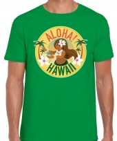 Hawaii feest t-shirt shirt aloha hawaii groen voor heren