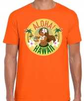 Hawaii feest t-shirt shirt aloha hawaii oranje voor heren