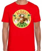 Hawaii feest t-shirt shirt aloha hawaii rood voor heren