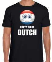 Holland emoticon happy to be dutch landen t-shirt zwart heren