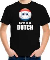 Holland emoticon happy to be dutch landen t-shirt zwart kinderen