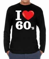 I love 60s sixties long sleeve t-shirt zwart heren