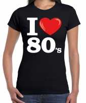 I love 80s eighties t-shirt zwart dames