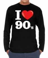 I love 90s nineties long sleeve t-shirt zwart heren