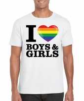 I love boys girls regenboog t-shirt wit heren