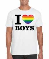 I love boys regenboog t-shirt wit heren