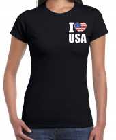 I love usa t-shirt amerika zwart op borst voor dames
