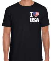 I love usa t-shirt amerika zwart op borst voor heren