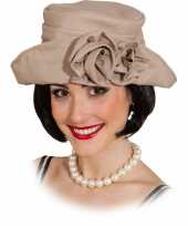 Jaren 20 dameshoed beige