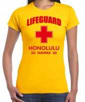 Lifeguard strandwacht verkleed t-shirt shirt lifeguard honolulu hawaii geel voor dames