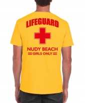 Lifeguard strandwacht verkleed t-shirt shirt lifeguard nudy beach girls only geel voor heren 10225866