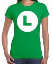 Luigi loodgieter verkleed t-shirt groen voor dames