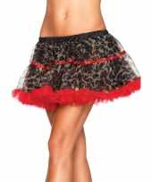 Luxe petticoat voor dames luipaard print met rood