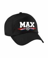 Max auto race supporter pet baseball cap met nederlandse vlag zwart voor kinderen