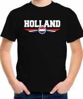 Oranje holland supporter t-shirt shirt zwart met nederlandse vlag voor kids