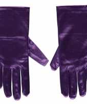 Paarse gala handschoenen kort van satijn 20 cm