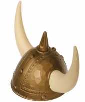 Plastic viking helm goud met nep spijkers
