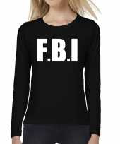 Politie fbi tekst t-shirt long sleeve zwart voor dames