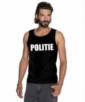 Politie tekst singlet-shirt tanktop zwart heren