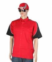 Race shirt rood met race cap maat l