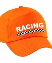 Racing finish vlag verkleed pet oranje voor kinderen