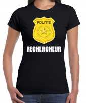 Rechercheur politie embleem carnaval t-shirt zwart voor dames